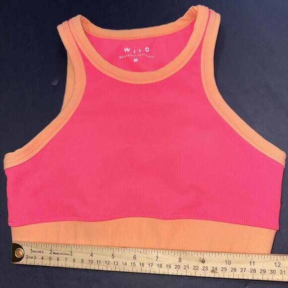 Wilo Australian Brand Women's Active Tank Bra Orange Pink Neon Athleisure Medium - Picture 4 of 11